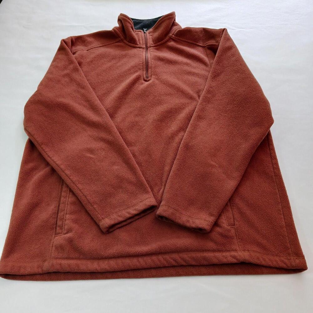 St. John's Bay Orange Fleece 1/4 Zip L/S Pocketed Pullover Sweatshirt Jacket L
